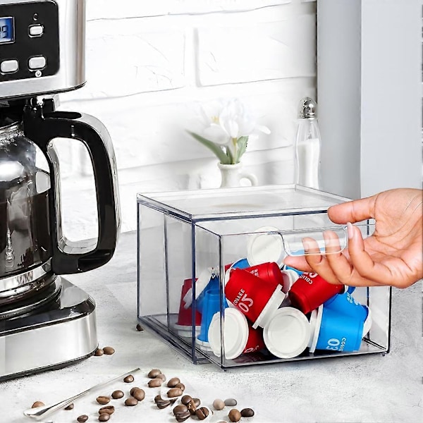 2 STK K Kop Organizer Kaffekapsel Opbevaringsbeholder Stabelbare Skuffer til Fløde Sukker Kaffe Bar Eller