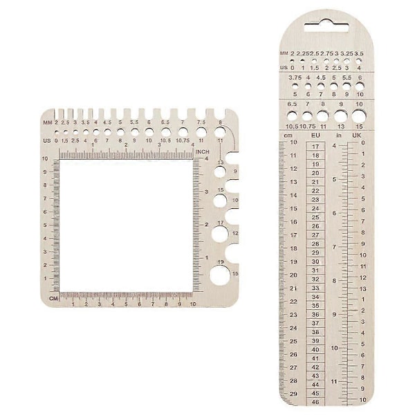 2 st Trä Stickmätare, Stickmätare Tyg Quilting Linjal Mätverktyg för Sömnad Virktillbehör