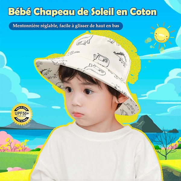 Baby Solhatt Hinkhatt Bred Brätte Baby Flicka Justerbar Bomullshatt UV-skydd Barn Sommarhatt Khaki (2 - 4 År)
