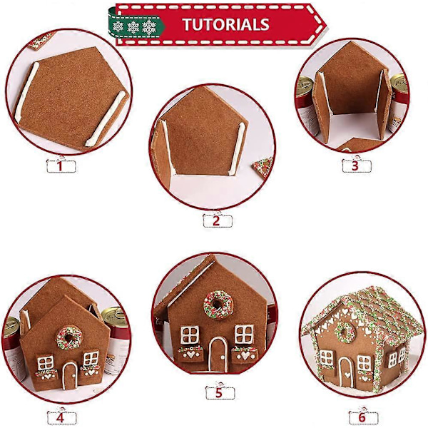 18 Delar 3D Kakform i Rostfritt Stål, Pepparkakshusform, DIY Julkakform Set, för Tårtdekorationer Kakor och Bakverk