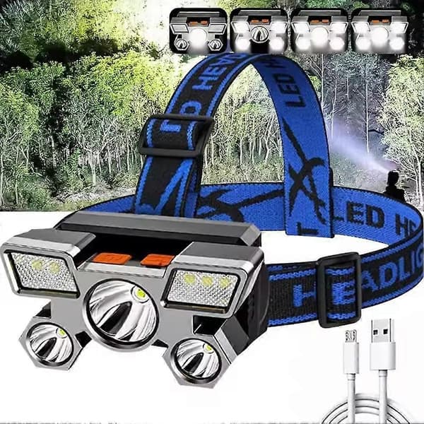 LED-otsalamppu USB-ladattava työvalaisin taskulamppu 1 kpl