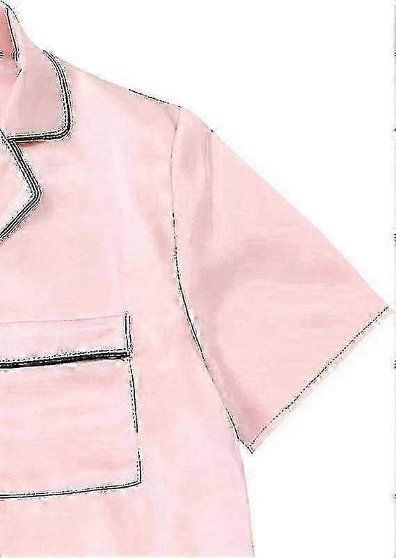 Sommerpyjamas for kvinner, pyjamasett i silkesateng for kvinner Pink M
