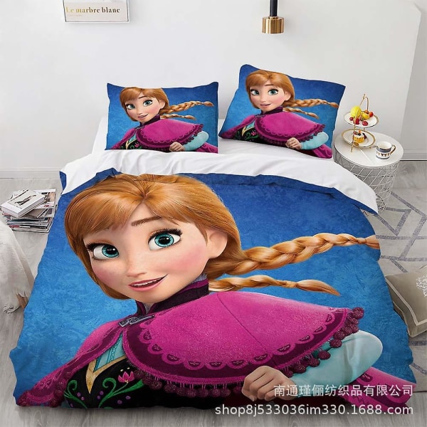 Elsa 3d Cover Frozen Printed Sängkläder Set Påslakan Quilt Cover Örngott Barn Present#23 UK DOUBLE 200x200cm