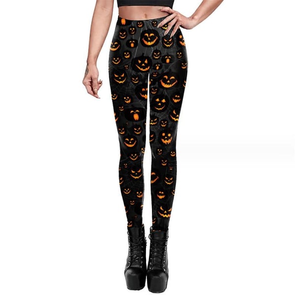 Naisten Halloween leggingsit Pumpkin Skull korkea vyötärö puku leggingsit style 7 L