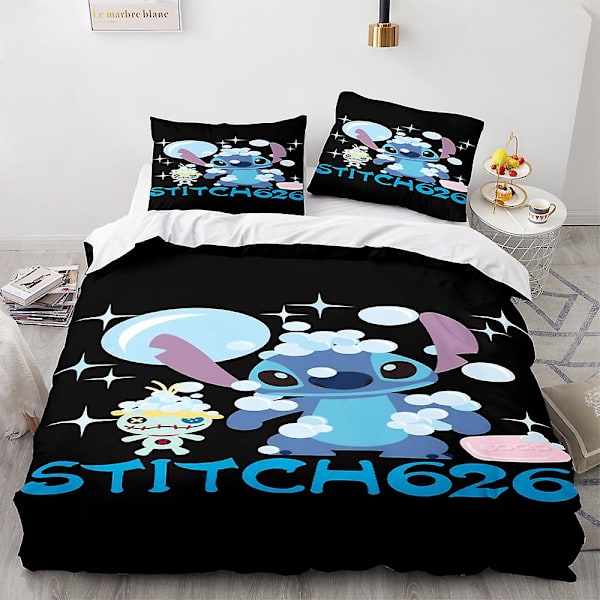 Stitch 3D-tryckt Sängklädesset Påslakan Örngott Barn Present Färg 5 US FULL 200x230cm