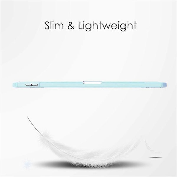 Kompatibel med iPad Air 11 (2024) Klar Taske PU Læder Auto Vågn/Sov Beskyttelsescover med Penneholder LightBlue