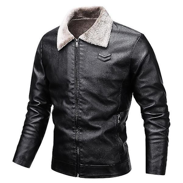 Efterår og vinter fleece fortykket læderjakke herre motorcykel læderjakke herre læderjakke XL
