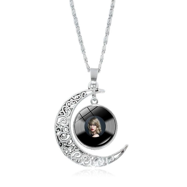 Mångsidigt ihåligt måne Taylor Swift vinylskiva hängsmycke halsband style4