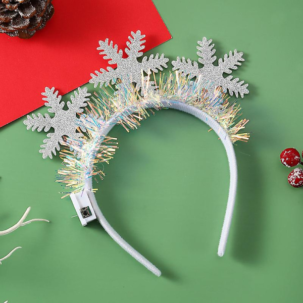 Julehårbånd Glødende Krykke Hodebånd Juletre Snøfnugg Hårbånd Hjortehorn Lys Blinkende Hodeplagg God Julegave A