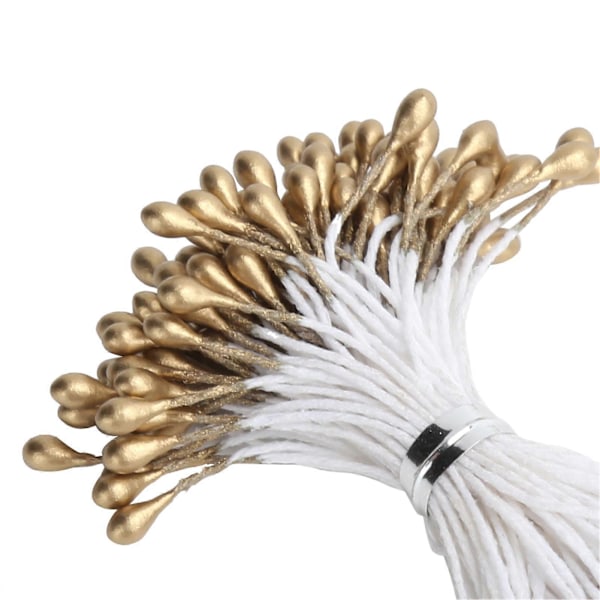 Pärl Ståndare Gyllene Gipsimitation Dubbel Ände Konstgjord Bukett Tillbehör (3mm#6 900)