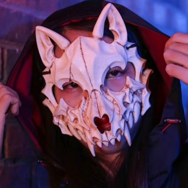 Halloween Skull Party Maske Anime Drage Gud Skelet Halv Ansigt Masker Knogle Kranie Dyr Maske Cosplay Dansebal Kostume Rekvisitter 4