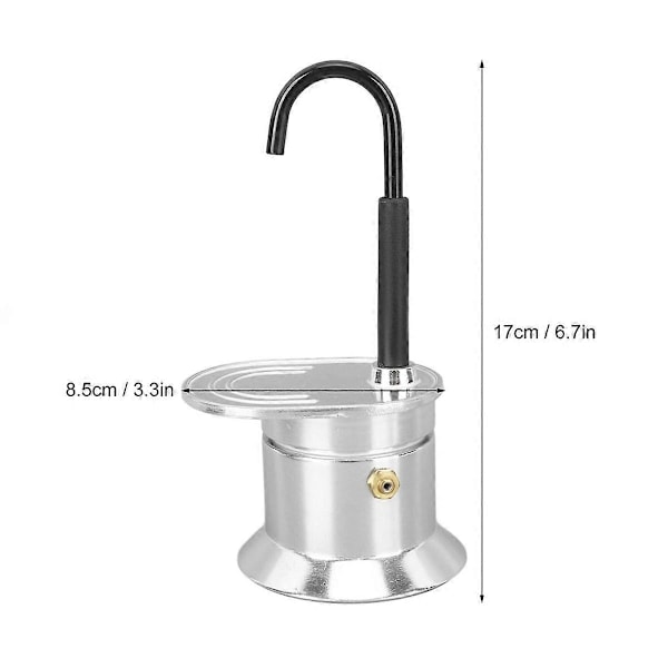 50ML Enkel Tub Moka Kanna Aluminiumlegering Silver, Spisplatta Italiensk Kaffebryggare, Njut av Delicio