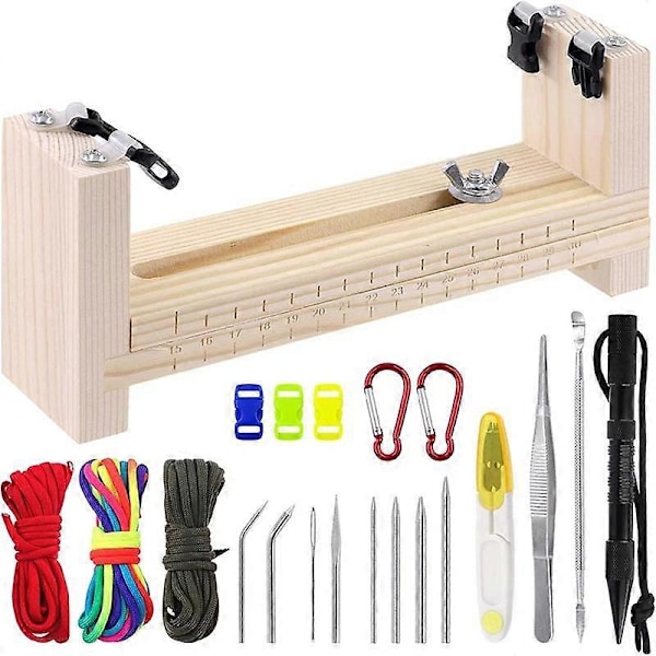 1 set Paracord Armbands Jig Kit, Justerbar Vävram Armbandstillverkare i Trä med Knuttverktyg Laci