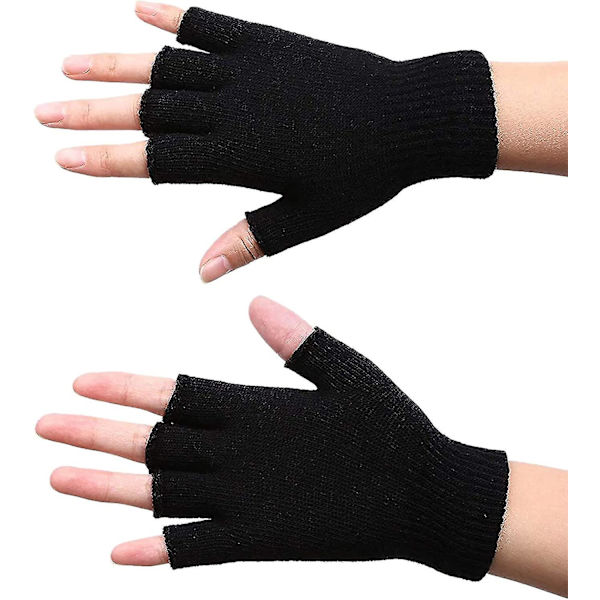 4 Par Vinter Halvfingerhandskar Stickade Fingerlösa Vantar Varma Stretchiga Style1