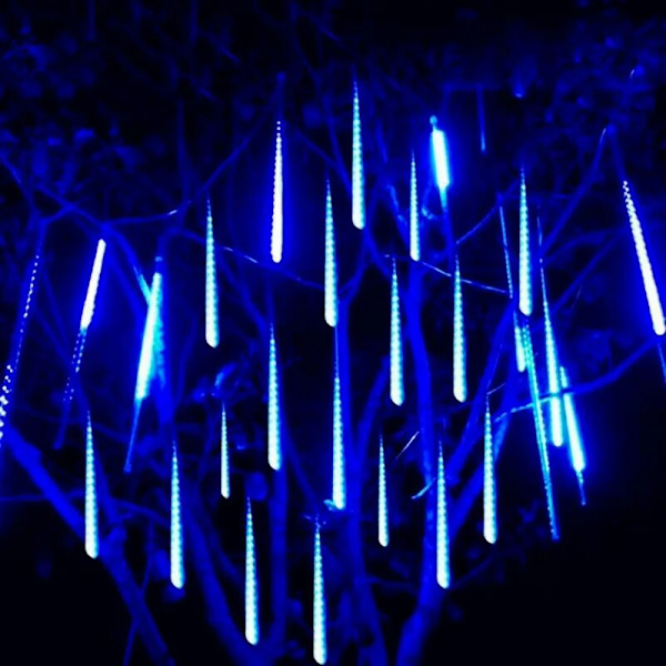 Udendørs LED Meteorregn Lys LED Gade Guirlande Eventyr Lys Vandtæt til Julefest Have Ferie Dekorationer EU Plug - 50cm Blue