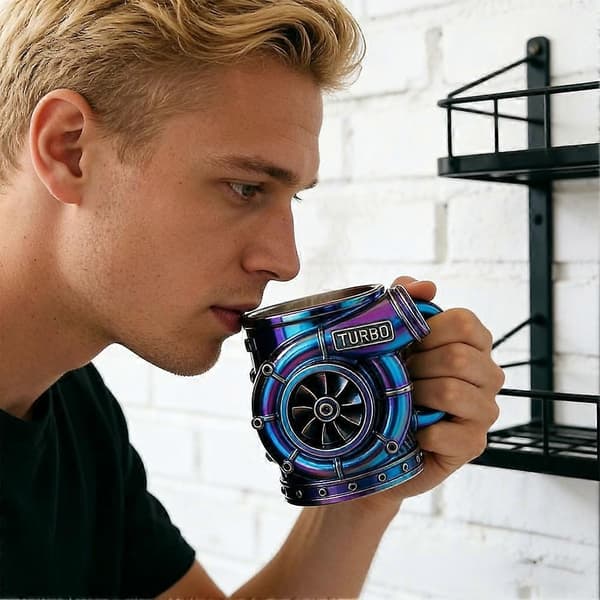 Retro Engine Krus, V8 Engine Turbo Krus - 3D Mekanisk HO Kopp T Kaffe E0Z4 A