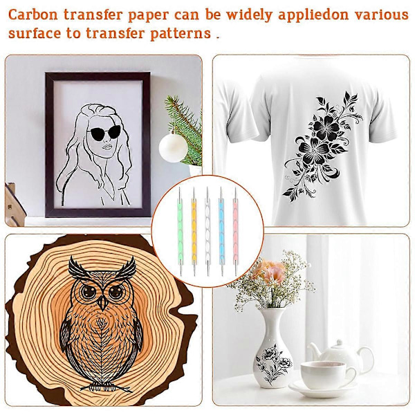 100 Ark Karbon Transfer Papir Kalkerpapir, Grafit Kopipapir Kalkering og Overførsel af Tegning