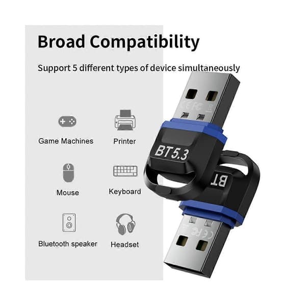 USB Bluetooth -sovitin PC:lle USB Bluetooth -dongle 5.3 langaton Bluetooth-liitin vastaanotin USB-avain