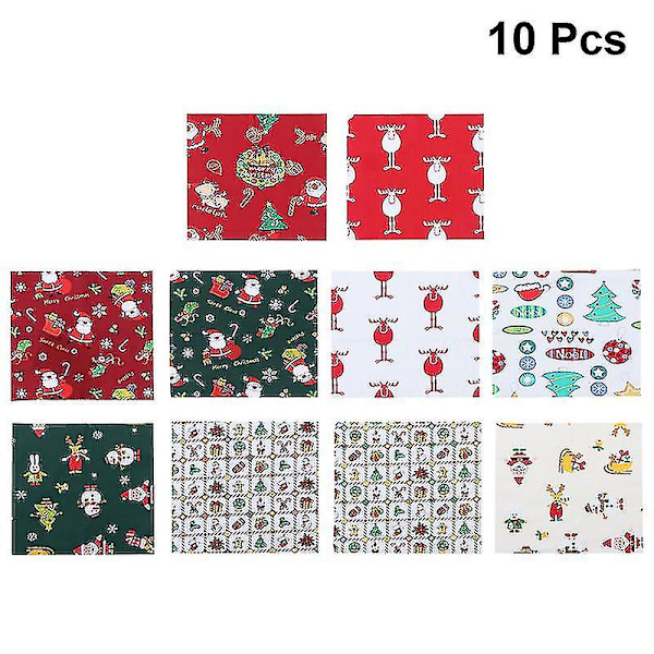 10 stk. Juletema DIY Buchartong Print Stof (tilfældigt mønster) bd