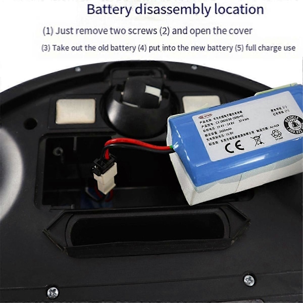 11.1V 2600mAh Nytt Li-Ion Batteri Uppladdningsbart Paket för Robotdammsugare V1 X3 V3 V5 X5 V5S CW310 CEN250