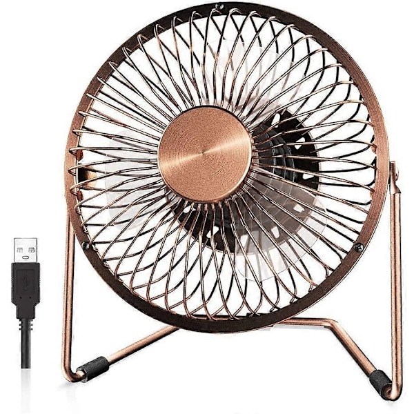 [ Liten Tyst Kraftfull Metallfläkt ] USB-driven Portabel Fläkt, Starkt Luftflöde & 360° Rotation Personlig Bordsfläkt för Hemmakontor