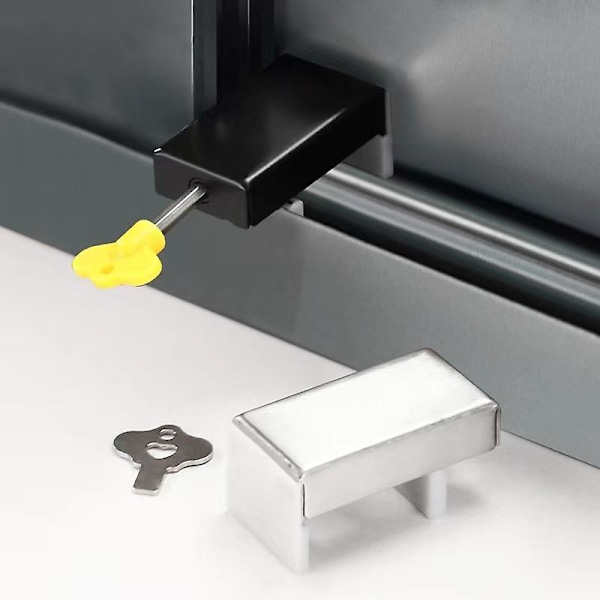 2-pack kilformade fönsterlås med nyckel, justerbar skjutdörrsram, aluminiumlegering, stöldskydd, säkerhet, 67 mm