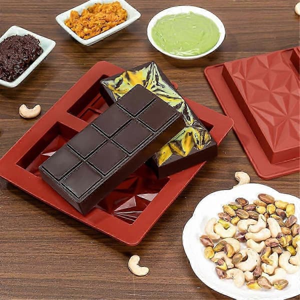 Stor Tyk Silikone Chokoladebar Rektangulær Fødevaregodkendt Silikone Bageform DIY Køkken
