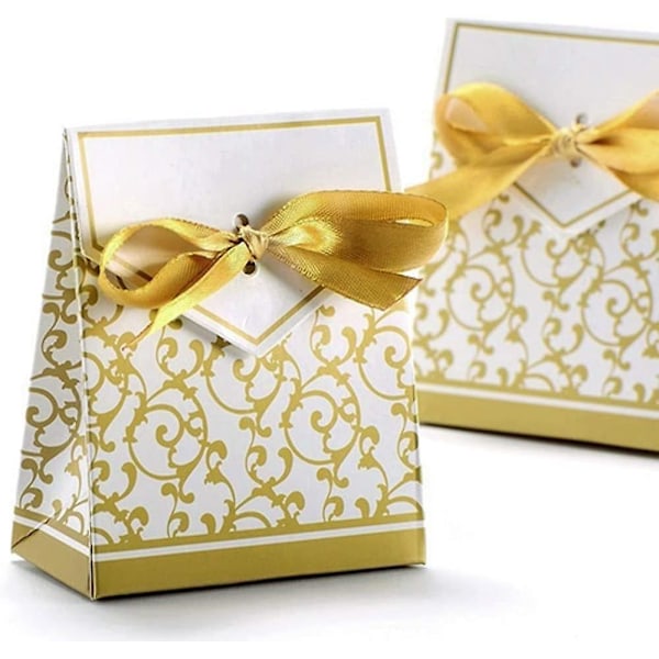 50 X Guld Papir Festæsker Gaveæske Til Gaver, Slik, Konfetti, Gaver Og Smykker Til Bryllup, Fødselsdag, Baby Shower, Hellig, Kommunion, Jul