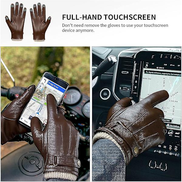 Herre Vinterhandsker Læder Varme Cashmere Touchscreen Handsker S