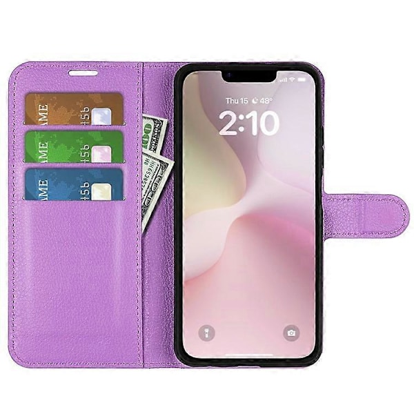 Kompatibelt Skal för iPhone SE (2025) Litchi Textur Stötsäkert Läder Plånboksfodral Purple