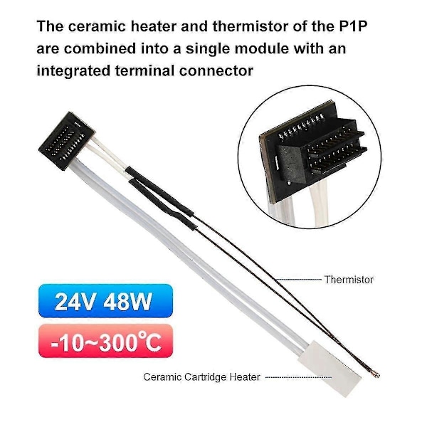 Termistor Keramik til P1P P1S 24V 48W Varmerør til 3D-print Termistor Hotend-Yvan