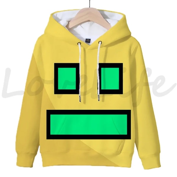 Angry Geometry Dash Hoodies för crianças, Cartoon Game Sweatshirts för crianças, 3D Print Hoody, Pulôveres för meninas och meni Silver 150