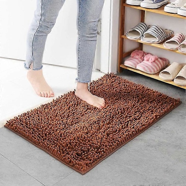 50x80cm Chenille Golvmatta Absorberande Halkfri Badrumsmatta Espresso