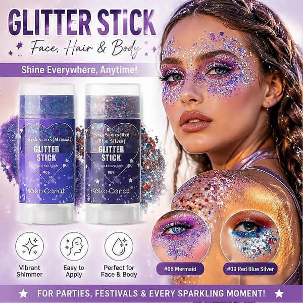 Glitterstift for Ansikt - Vri Opp, Sølfri, Festival, 3 Sekunder 9
