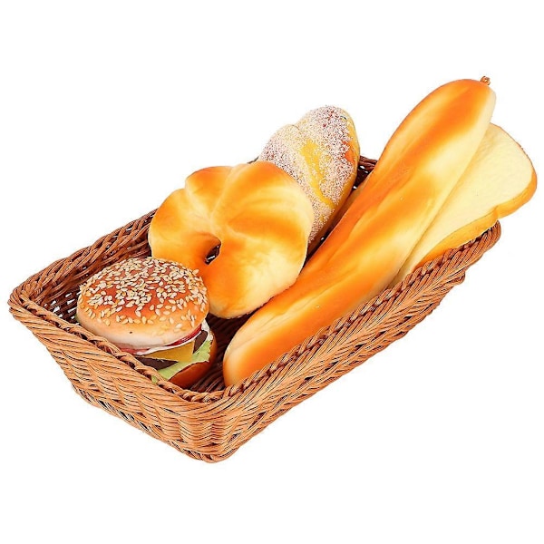 Rektangulær oppbevaringskurv for mat, brød og frukt til husholdningsbruk, for kontor, restaurant, kaffefarge