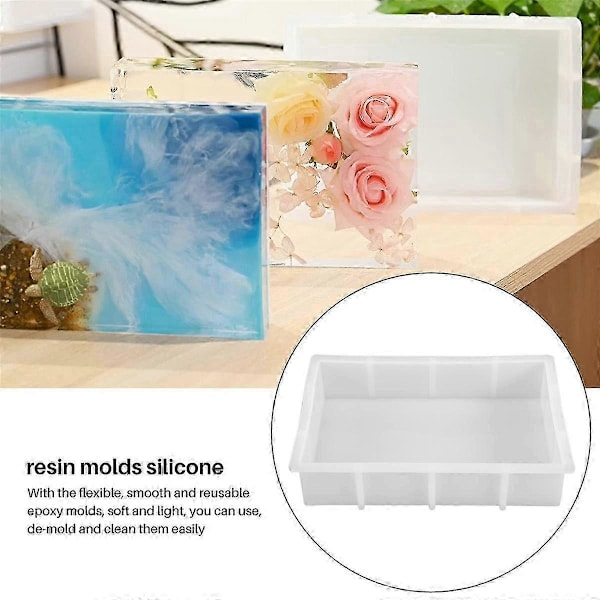 Stora Resinformar, Rektangulära Silikonformar för Resingjutning, Epoxihartsformar för Blomkonservering, Resin Hantverk