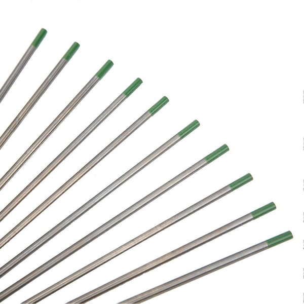 10 stk. TIG Wolframelektrode WP Grøn Tip Nåle Svejsningstilbehør 3.0 x 150mm