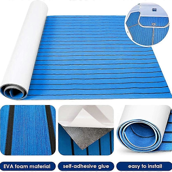 Skum Teak Dekk EVA Skum Marine Gulv Faux Båtdekk Ark Tilbehør Marineblå 450X2400