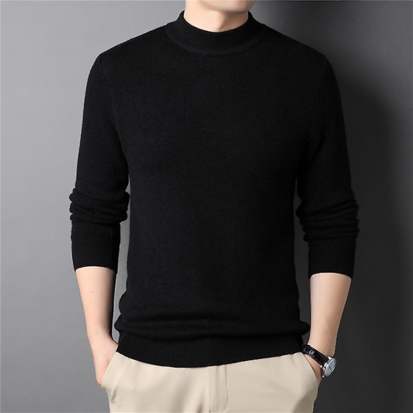 Cashmere Cardigan Genser med Halv Høy Hals for Menn, Ungdom, Slim Fit Base Strikkegenser