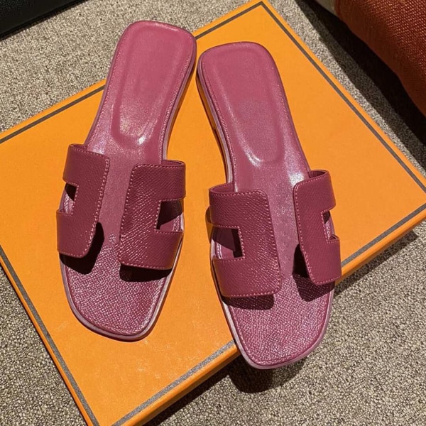 Sexede sandaler dame strand slippers klassiske flade læder dameslippers 12 36