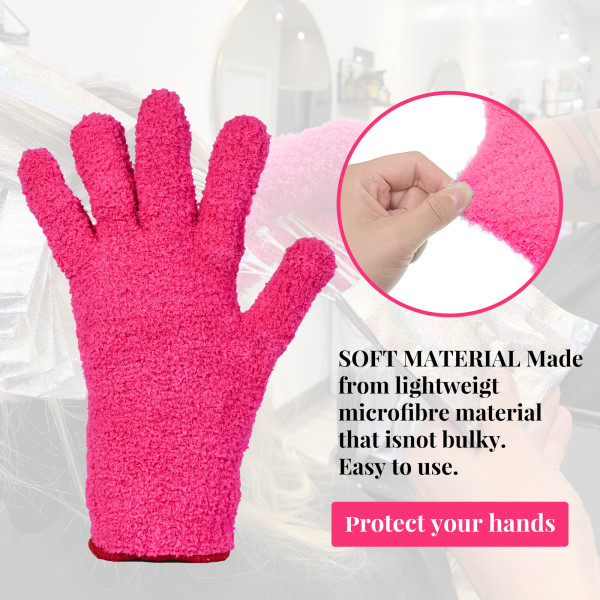 Hårfärgningshandskar Återanvändbar salong för rengöring av mikrofiber Mitt 2pcs pink