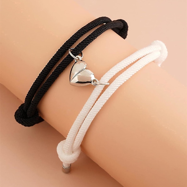 2 Stycken Magnetiska Pararmband för Kvinnor Män, Sol och Måne Matchande Armband Kärleksgåvor, för Pojkvän Flickvän Bästa Vän, Polyamid