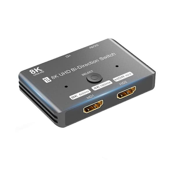 8K UHD-Kompatibel Switch 2 in 1 Ut/1 in 2 Ut Bi-Directionell Höghastighets 48Gbps Switch Stödjer 8K