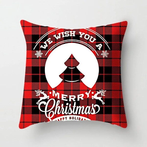 45x45cm Röd Vit Svart Rutig Jul Kuddfodral God Jul Ornament För Hemmet Jul Nyår 2023 Soffa Bil Kudde Överdrag violet