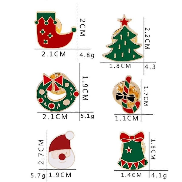 2025 Nytt 6-pack Xmas Emalj Slagstift Set Jul Emalj Broscher Kawaii Julhatt Träd Strumpa