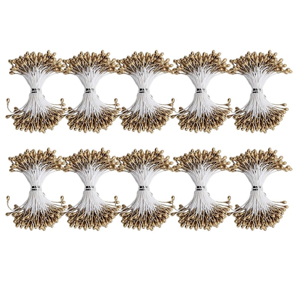Pärl Ståndare Gyllene Gipsimitation Dubbel Ände Konstgjord Bukett Tillbehör (3mm#6 900)