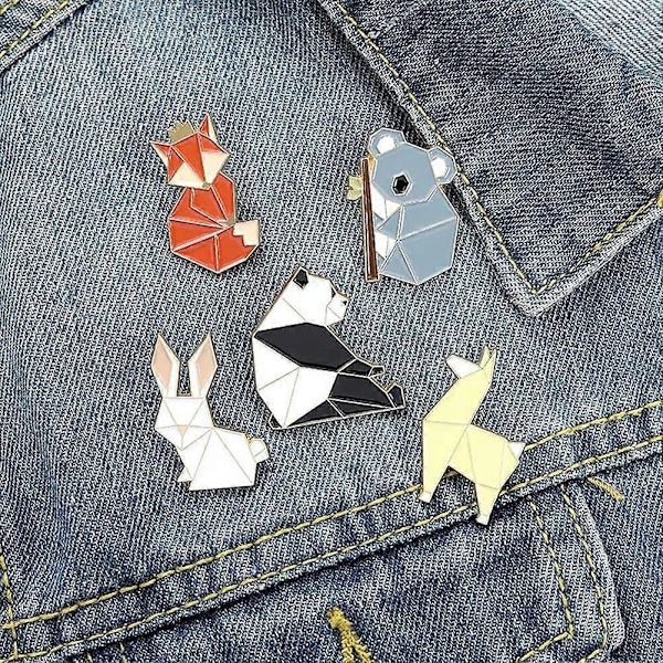 5 st Djur Emalj Pins Set Tecknad Räv Panda Koala Alpaca Kanin Slagstift Broscher Märken för Ba