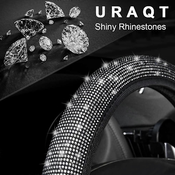 Bling Rattöverdrag, Diamantrattöverdrag för Kvinnor Universellt för Fordon/Bil/Auto/SUV, Diamantkristall Rattöverdrag för de Flesta