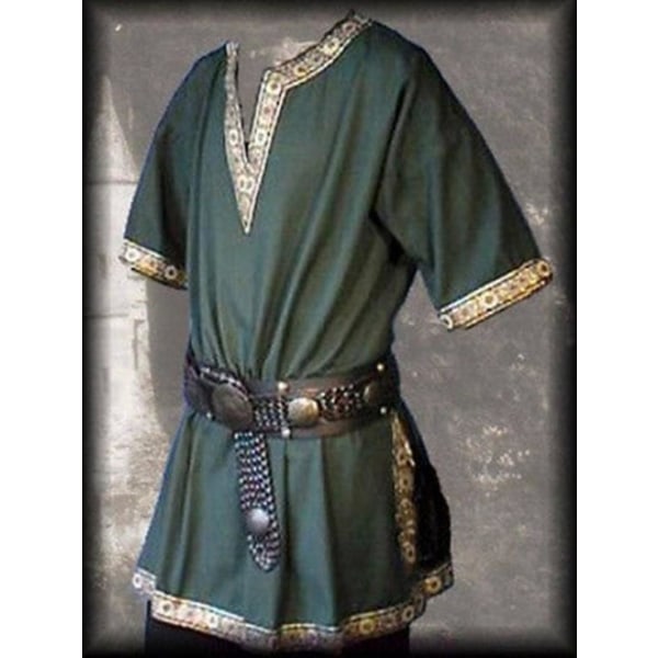 Keskiaikaiset renessanssipuvut miehille, aatelismiehen tunika, viikinkiaateliston Chevalier-ritari, soturi, Halloween-cosplay-asut, ei vyötä Brown XL Medieval