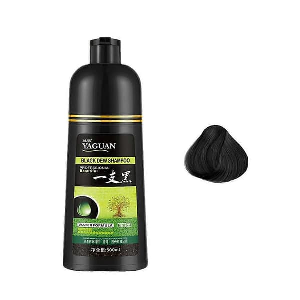 500 ml urtebaseret Black Dew-shampoo, sort hårfarveshampoo 3-i-1 hårfarve svart